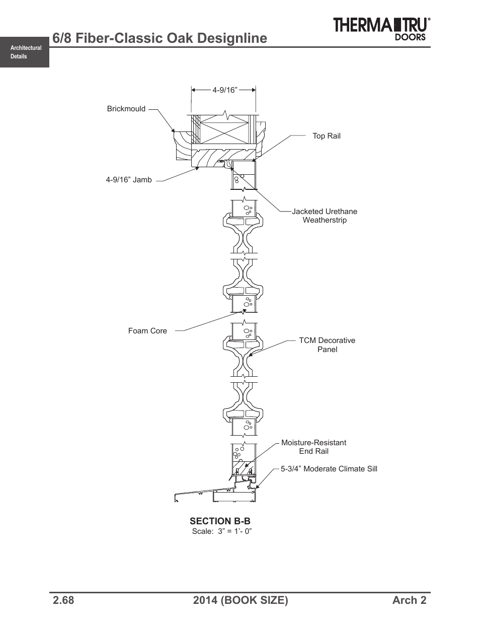 6/8 fiber-classic oak designline | Therma-Tru ARCH 2 Architectural Details - Book Size User Manual | Page 68 / 99