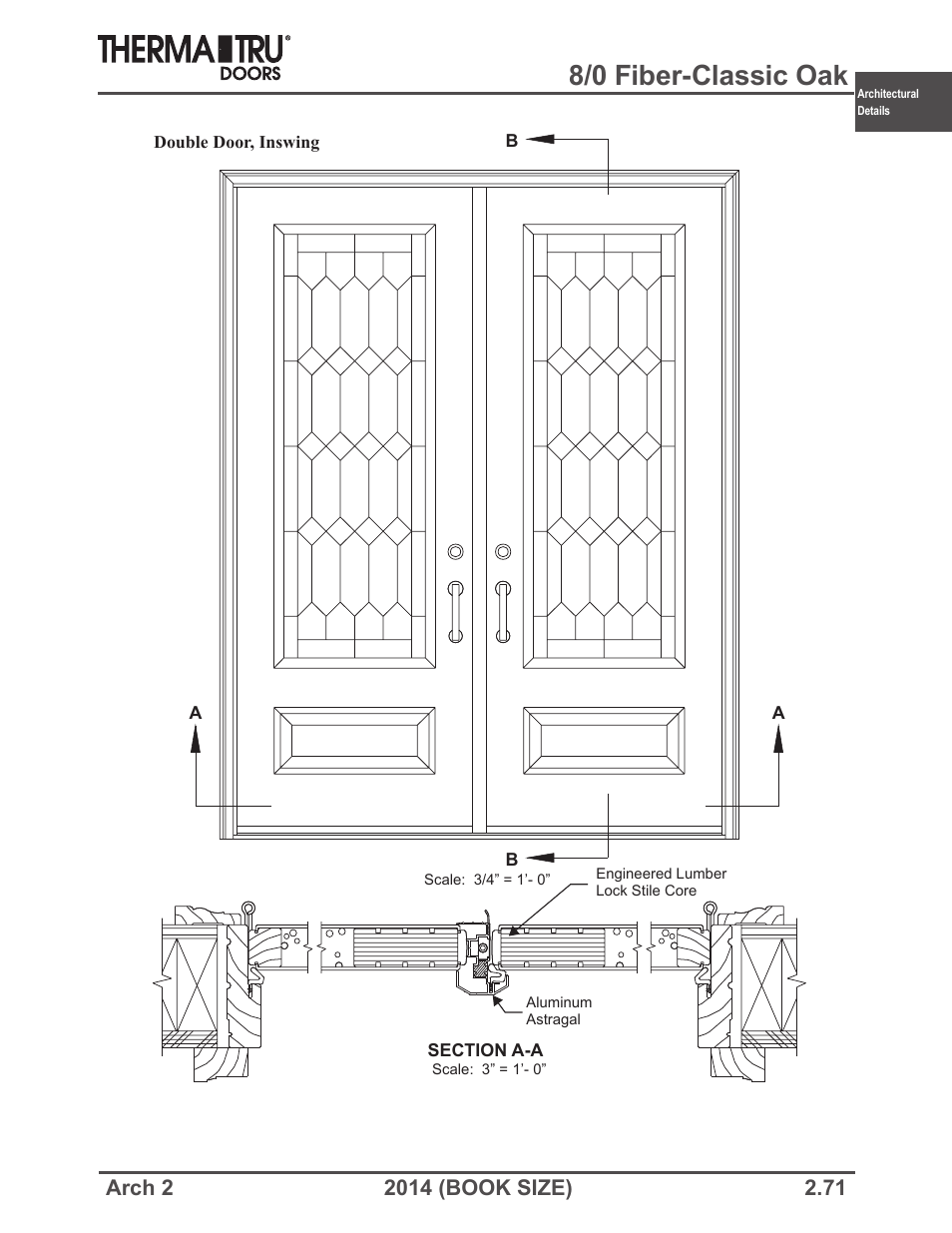 8/0 fiber-classic oak | Therma-Tru ARCH 2 Architectural Details - Book Size User Manual | Page 71 / 99