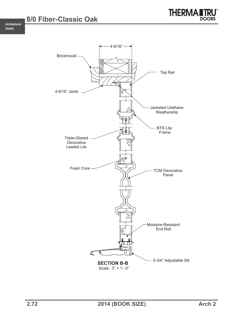 8/0 fiber-classic oak | Therma-Tru ARCH 2 Architectural Details - Book Size User Manual | Page 72 / 99