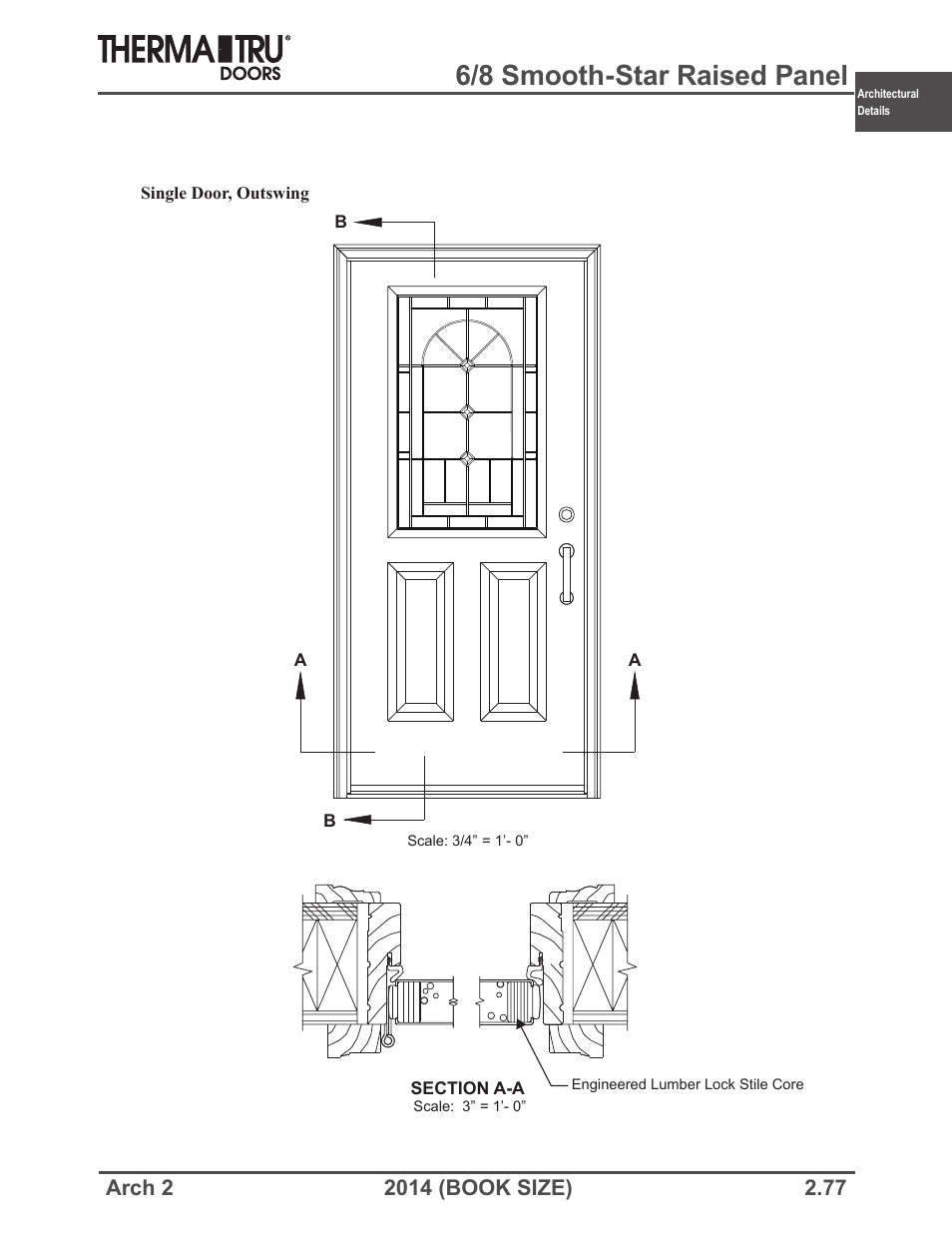 6/8 smooth-star raised panel | Therma-Tru ARCH 2 Architectural Details - Book Size User Manual | Page 77 / 99