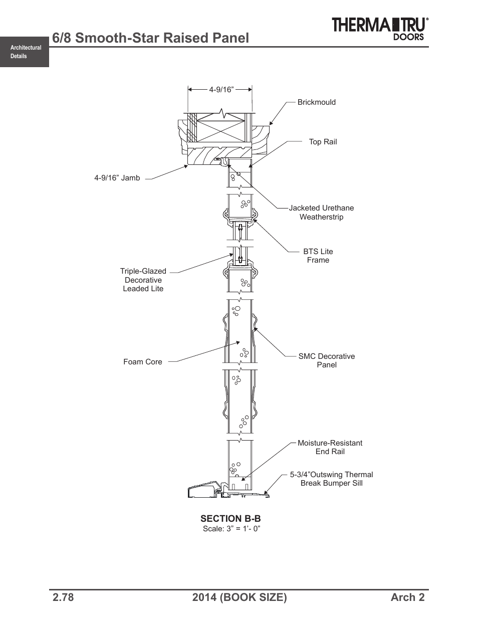 6/8 smooth-star raised panel | Therma-Tru ARCH 2 Architectural Details - Book Size User Manual | Page 78 / 99