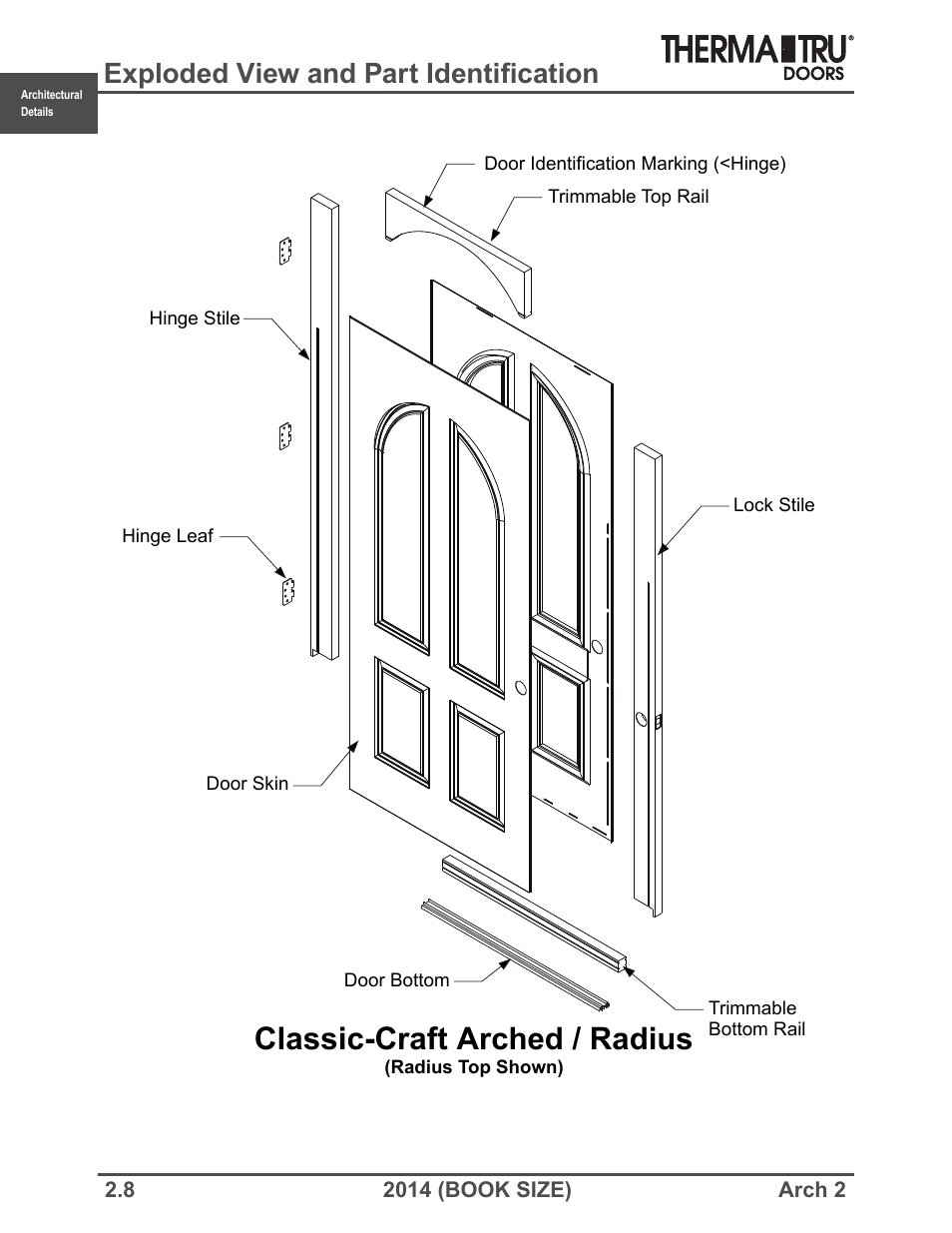 Classic-craft arched / radius, Exploded view and part identification | Therma-Tru ARCH 2 Architectural Details - Book Size User Manual | Page 8 / 99