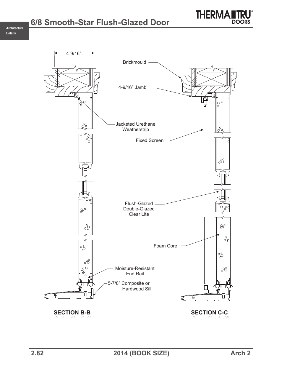 6/8 smooth-star flush-glazed door | Therma-Tru ARCH 2 Architectural Details - Book Size User Manual | Page 82 / 99