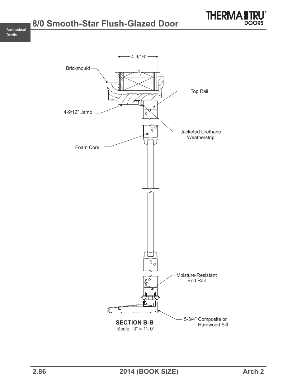 8/0 smooth-star flush-glazed door | Therma-Tru ARCH 2 Architectural Details - Book Size User Manual | Page 86 / 99