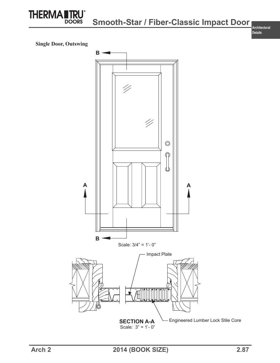 Smooth-star / fiber-classic impact door | Therma-Tru ARCH 2 Architectural Details - Book Size User Manual | Page 87 / 99