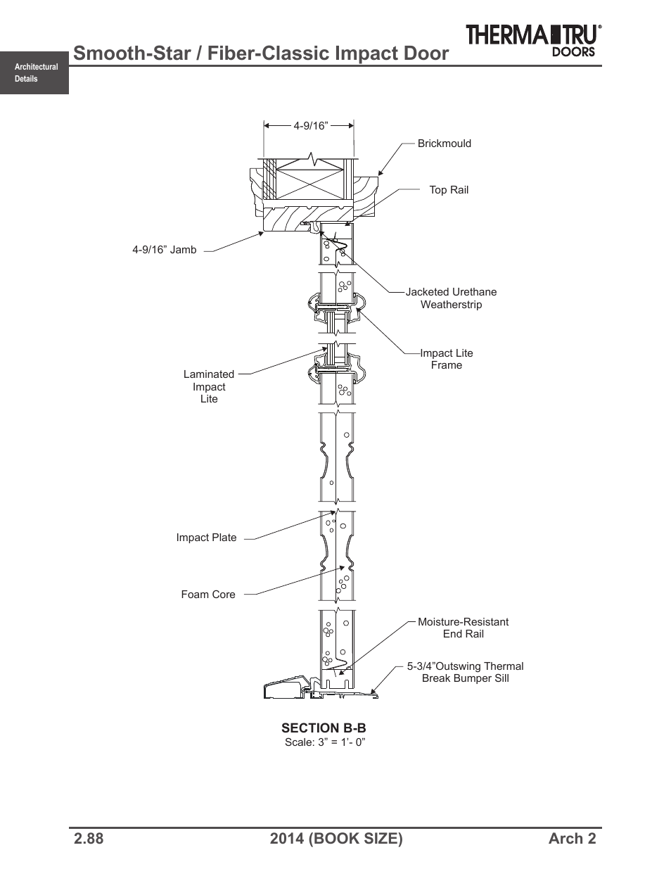 Smooth-star / fiber-classic impact door | Therma-Tru ARCH 2 Architectural Details - Book Size User Manual | Page 88 / 99