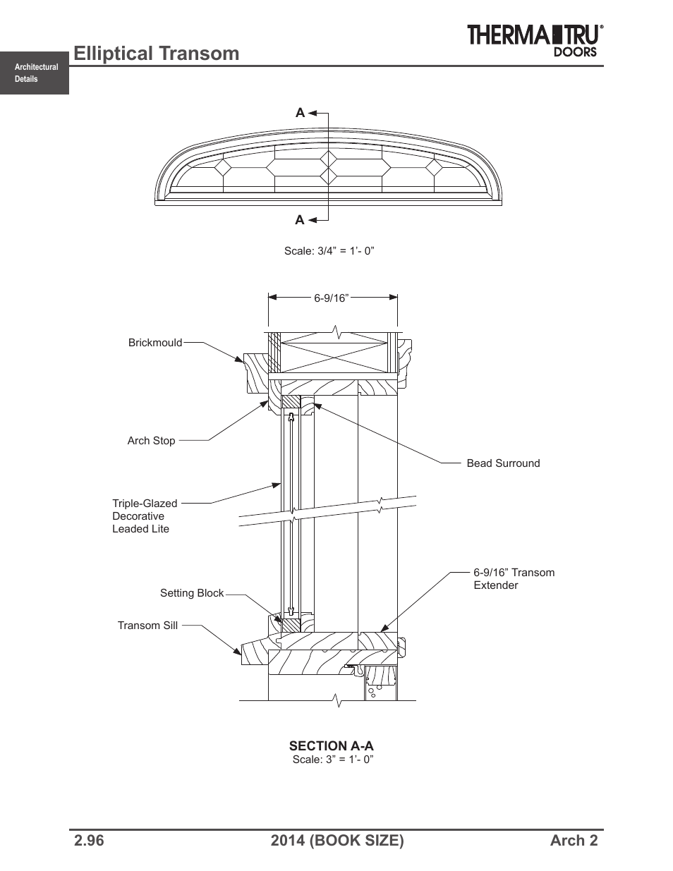 Elliptical transom | Therma-Tru ARCH 2 Architectural Details - Book Size User Manual | Page 96 / 99