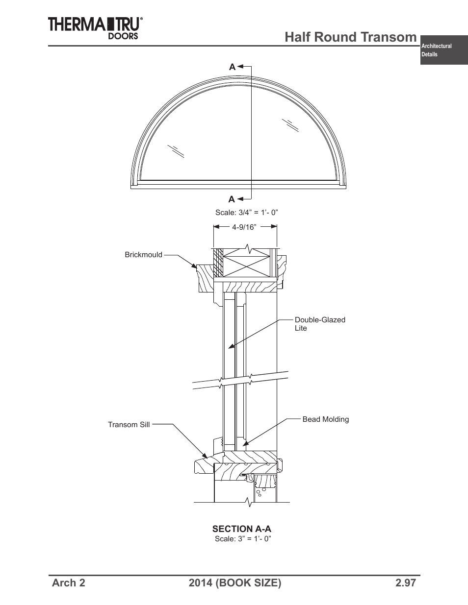 Half round transom | Therma-Tru ARCH 2 Architectural Details - Book Size User Manual | Page 97 / 99