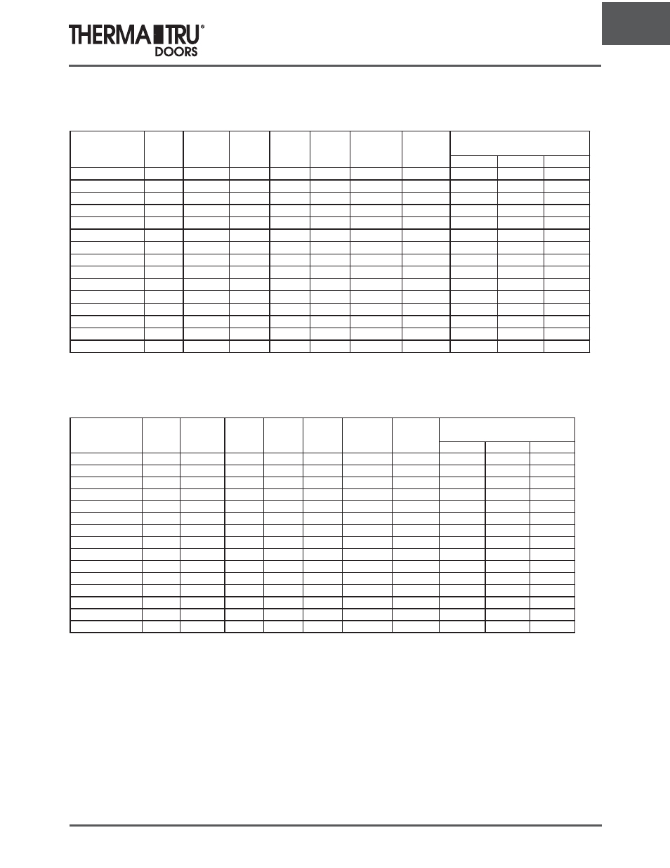 Full lite panel dimensions, Fiber-classic® full lite flush-glazed - panel size, Smooth-star® full lite flush-glazed - panel size | Therma-Tru ARCH 1 Dimensional Data - U1 Revised User Manual | Page 39 / 70