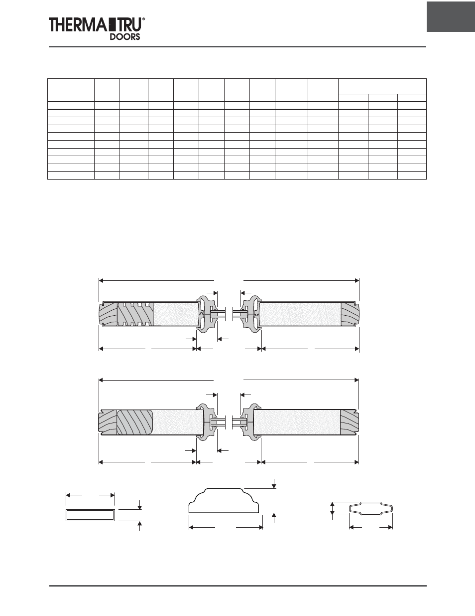 Full lite panel dimensions, Scroll lite frame | Therma-Tru ARCH 1 Dimensional Data - U1 Revised User Manual | Page 41 / 70