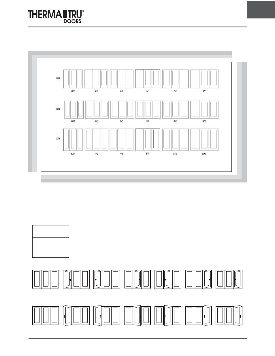 Unit and rough opening sizing, Inswing outswing, Triple - outswing - standard mullion | Triple - inswing - standard mullion | Therma-Tru ARCH 1 Dimensional Data - U1 Revised User Manual | Page 7 / 70