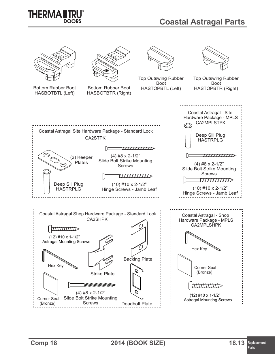 Coastal astragal parts | Therma-Tru COMP 18 Replacement Parts - Book Size User Manual | Page 13 / 15