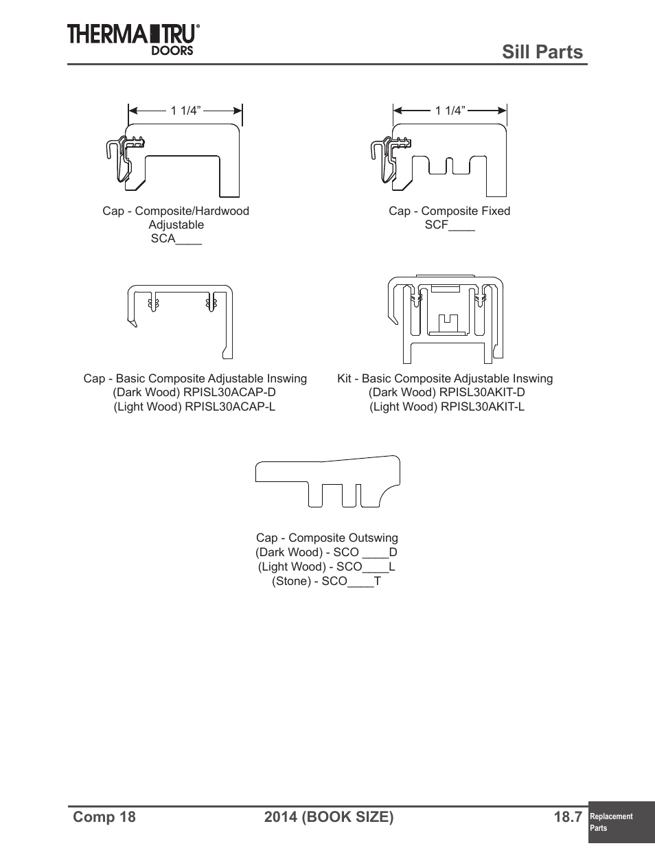 Sill parts | Therma-Tru COMP 18 Replacement Parts - Book Size User Manual | Page 7 / 15