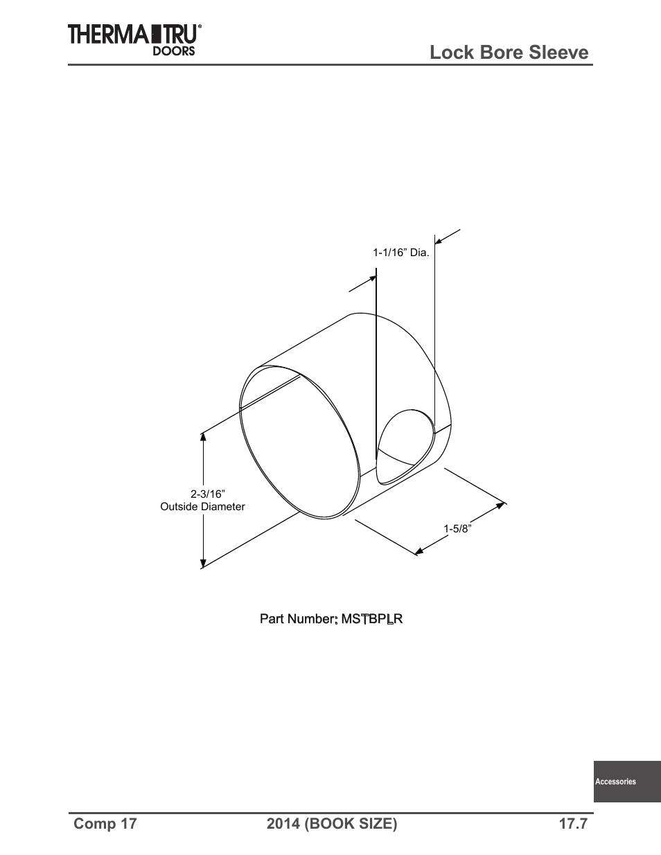 Lock bore sleeve | Therma-Tru COMP 17 Accessories - Book Size User Manual | Page 7 / 8