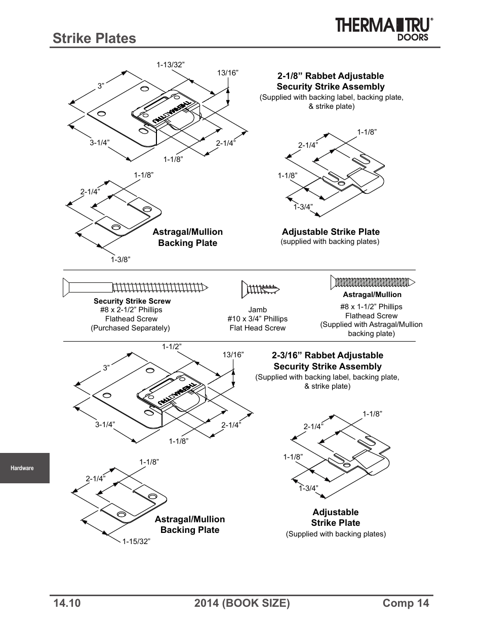 Strike plates | Therma-Tru COMP 14 Hardware - Book Size User Manual | Page 10 / 24