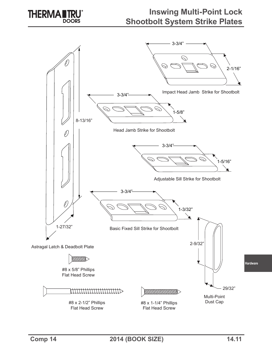 Therma-Tru COMP 14 Hardware - Book Size User Manual | Page 11 / 24
