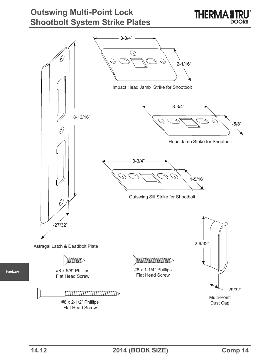 Therma-Tru COMP 14 Hardware - Book Size User Manual | Page 12 / 24