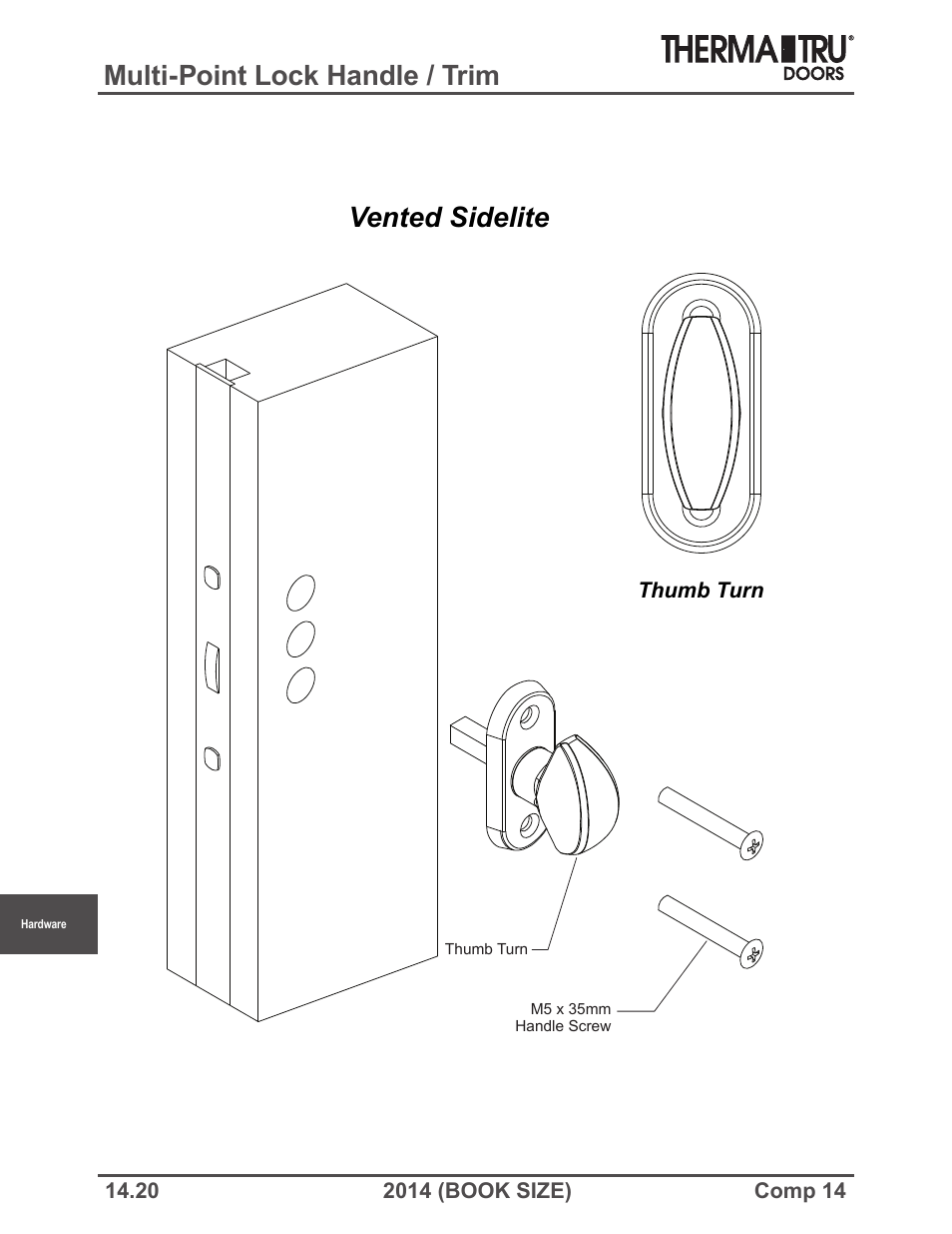 Multi-point lock handle / trim, Vented sidelite | Therma-Tru COMP 14 Hardware - Book Size User Manual | Page 20 / 24