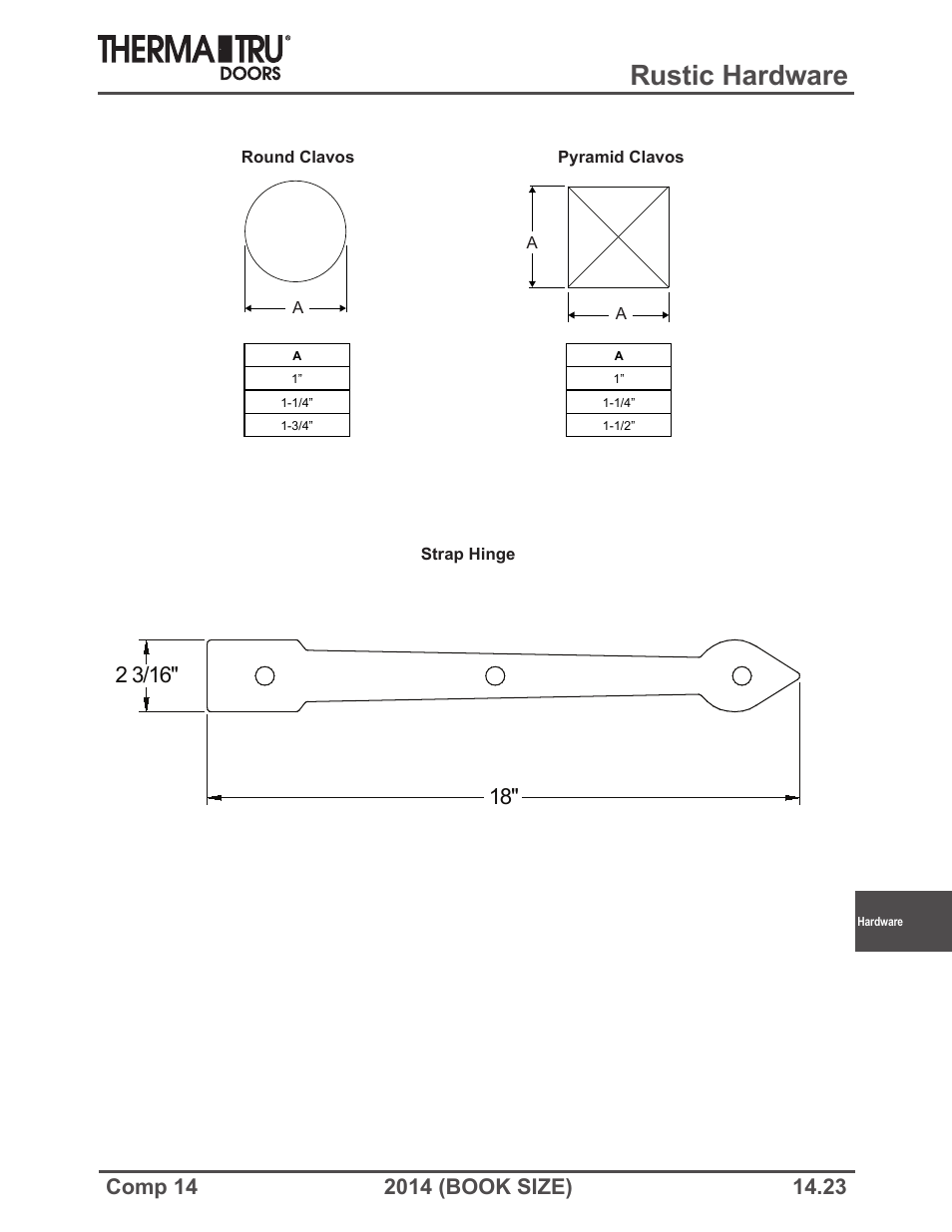 Rustic hardware | Therma-Tru COMP 14 Hardware - Book Size User Manual | Page 23 / 24