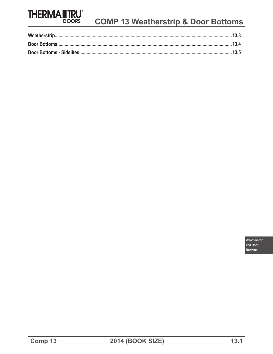Therma-Tru COMP 13 Weatherstrip & Door Bottoms - Book Size User Manual | 6 pages