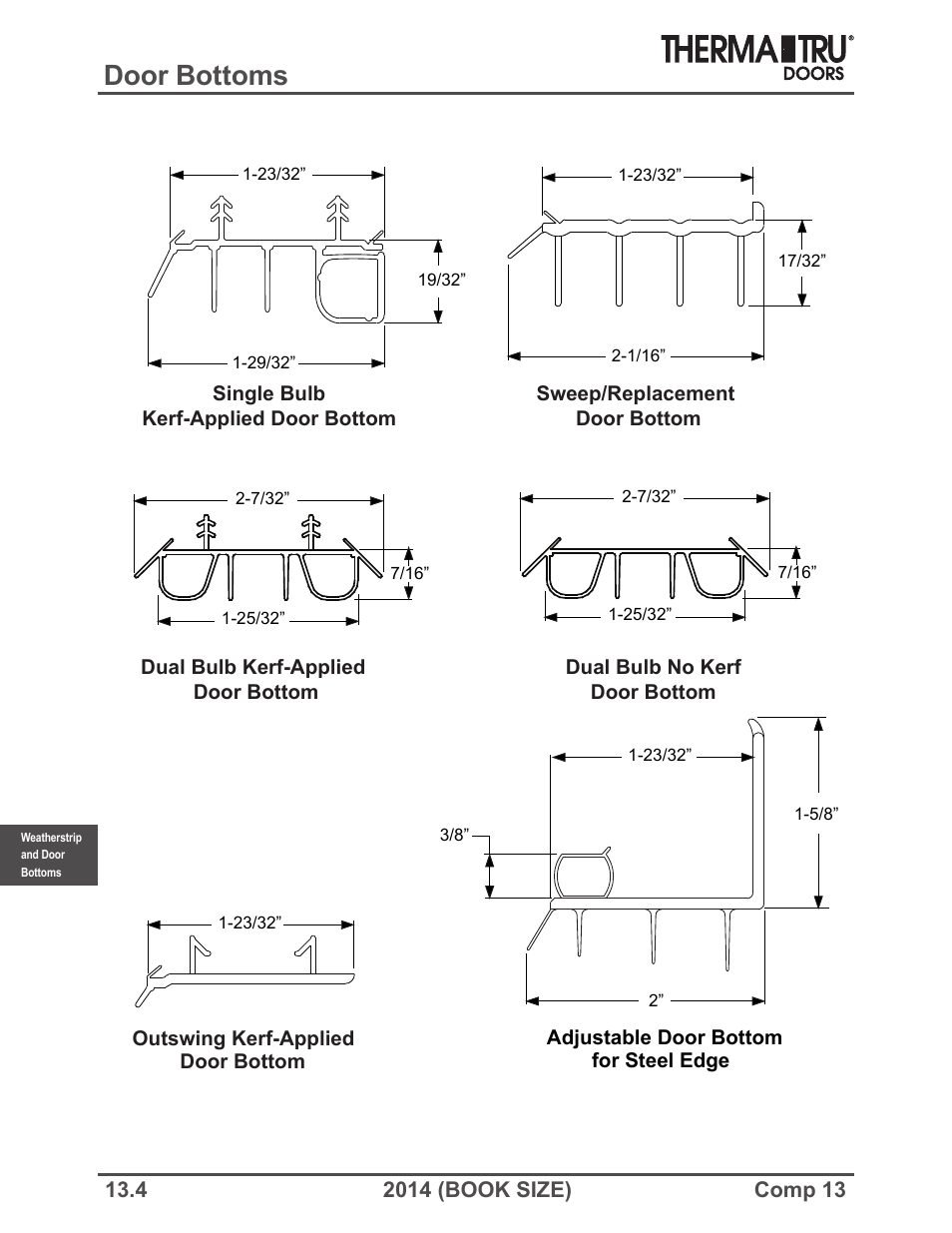 Door bottoms | Therma-Tru COMP 13 Weatherstrip & Door Bottoms - Book Size User Manual | Page 4 / 6