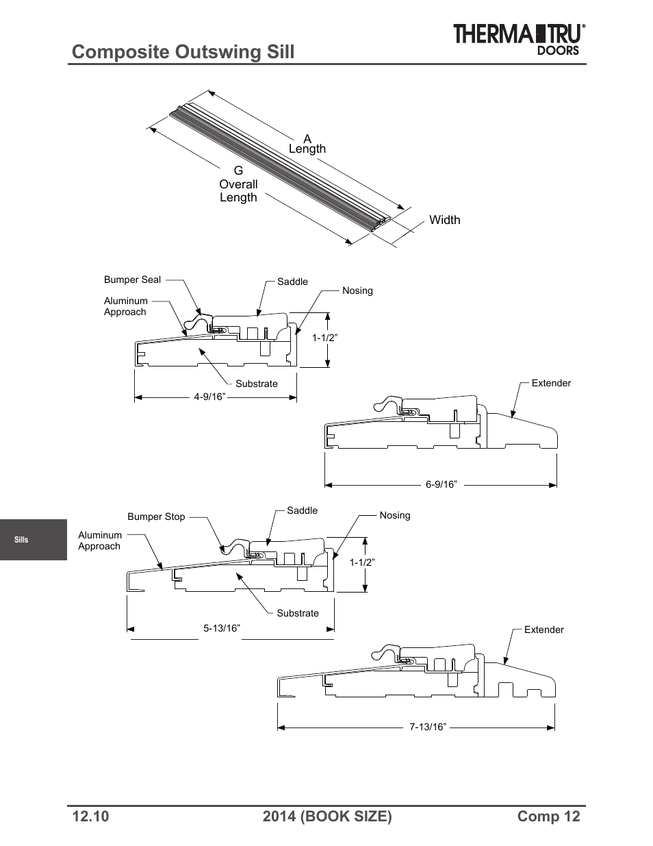 Composite outswing sill | Therma-Tru COMP 12 Sills - Book Size User Manual | Page 10 / 23