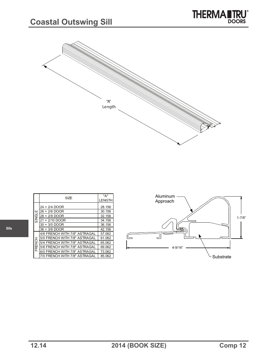 Coastal outswing sill | Therma-Tru COMP 12 Sills - Book Size User Manual | Page 14 / 23