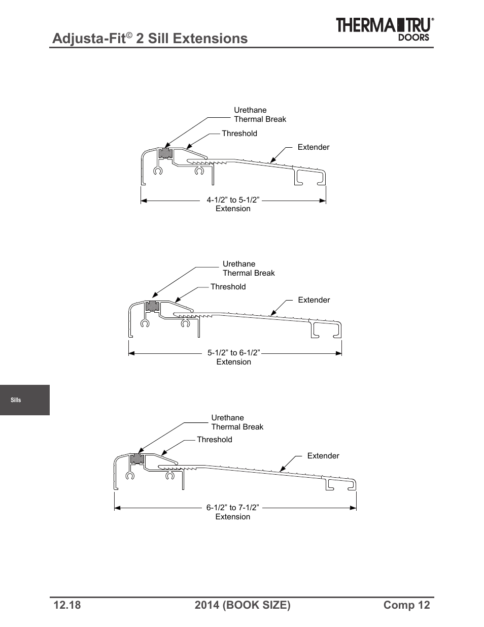 Adjusta-fit, 2 sill extensions | Therma-Tru COMP 12 Sills - Book Size User Manual | Page 18 / 23