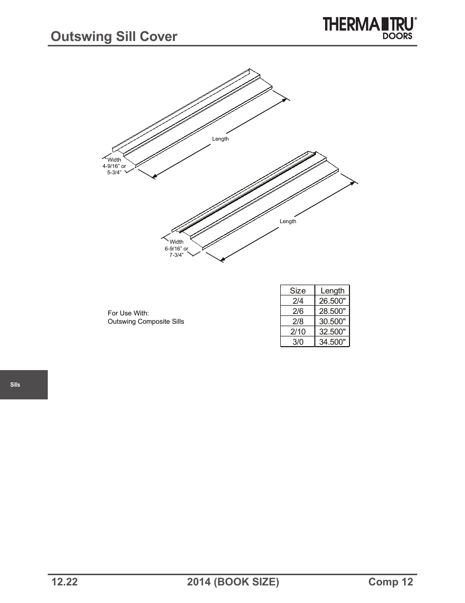 Outswing sill cover | Therma-Tru COMP 12 Sills - Book Size User Manual | Page 22 / 23