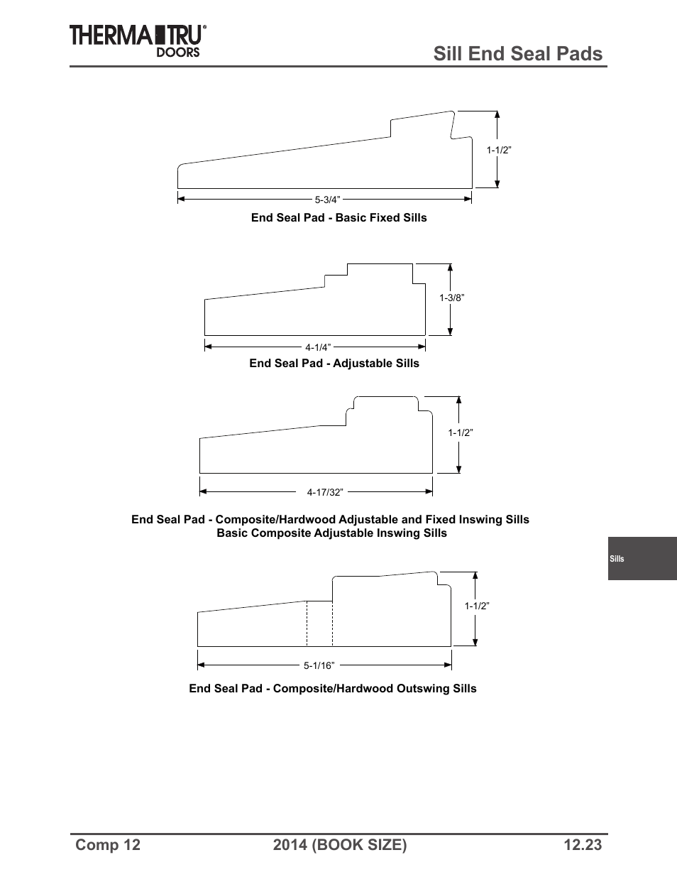 Sill end seal pads | Therma-Tru COMP 12 Sills - Book Size User Manual | Page 23 / 23