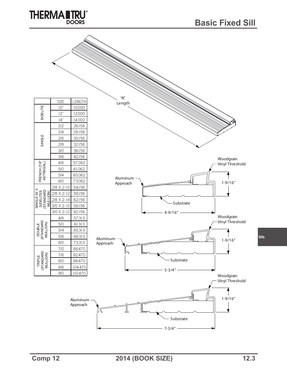 Basic fixed sill | Therma-Tru COMP 12 Sills - Book Size User Manual | Page 3 / 23