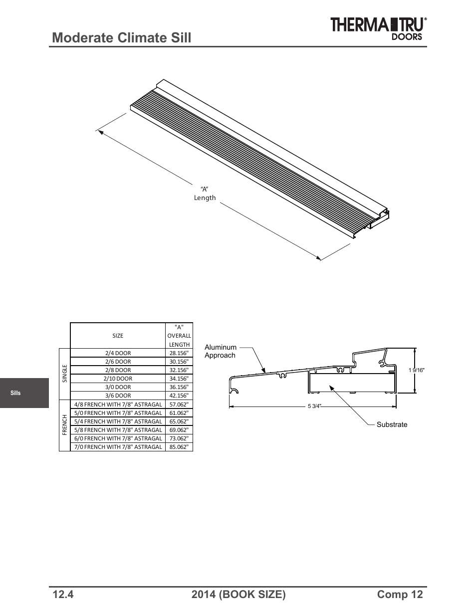 Moderate climate sill | Therma-Tru COMP 12 Sills - Book Size User Manual | Page 4 / 23