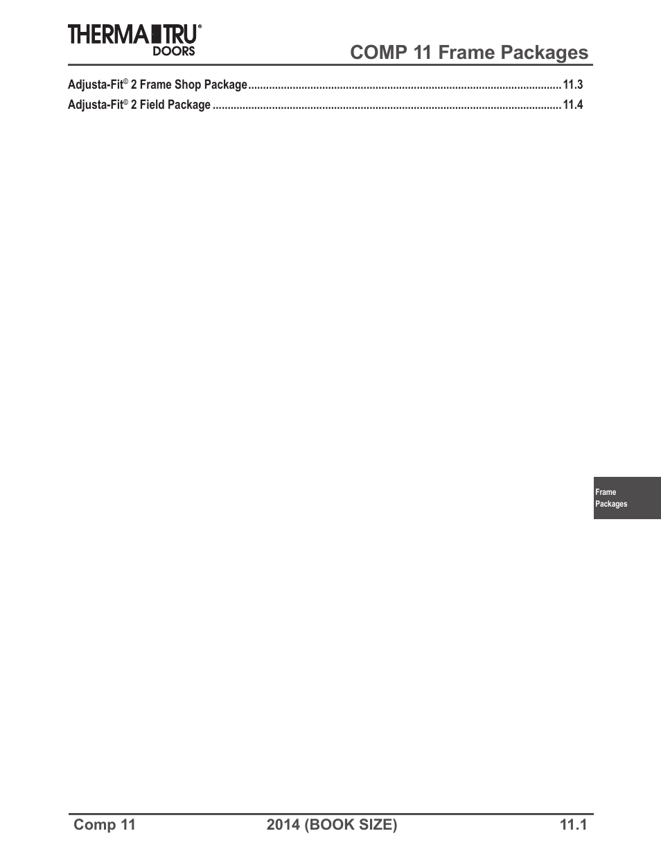 Therma-Tru COMP 11 Frame Packages - Book Size User Manual | 4 pages