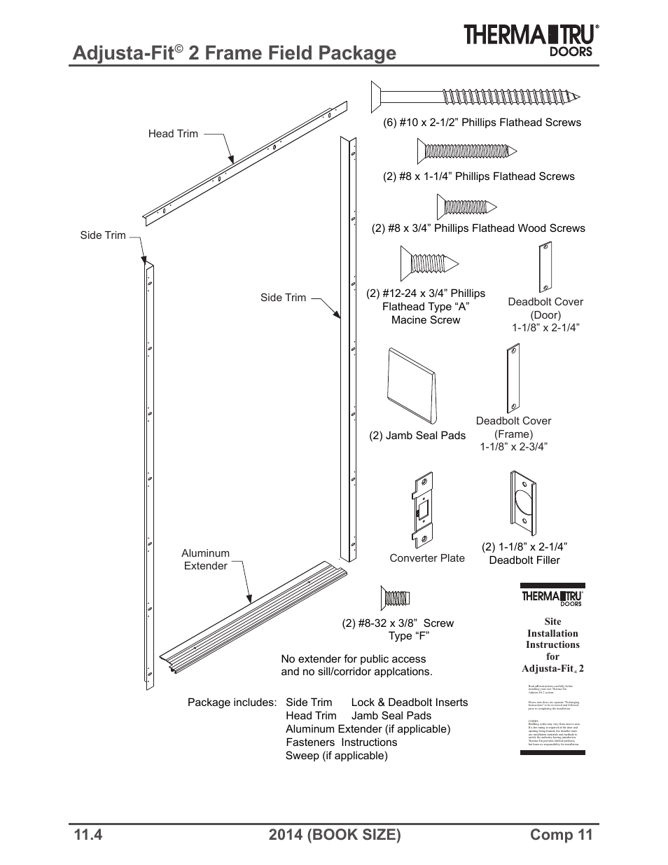 Adjusta-fit, 2 frame field package | Therma-Tru COMP 11 Frame Packages - Book Size User Manual | Page 4 / 4