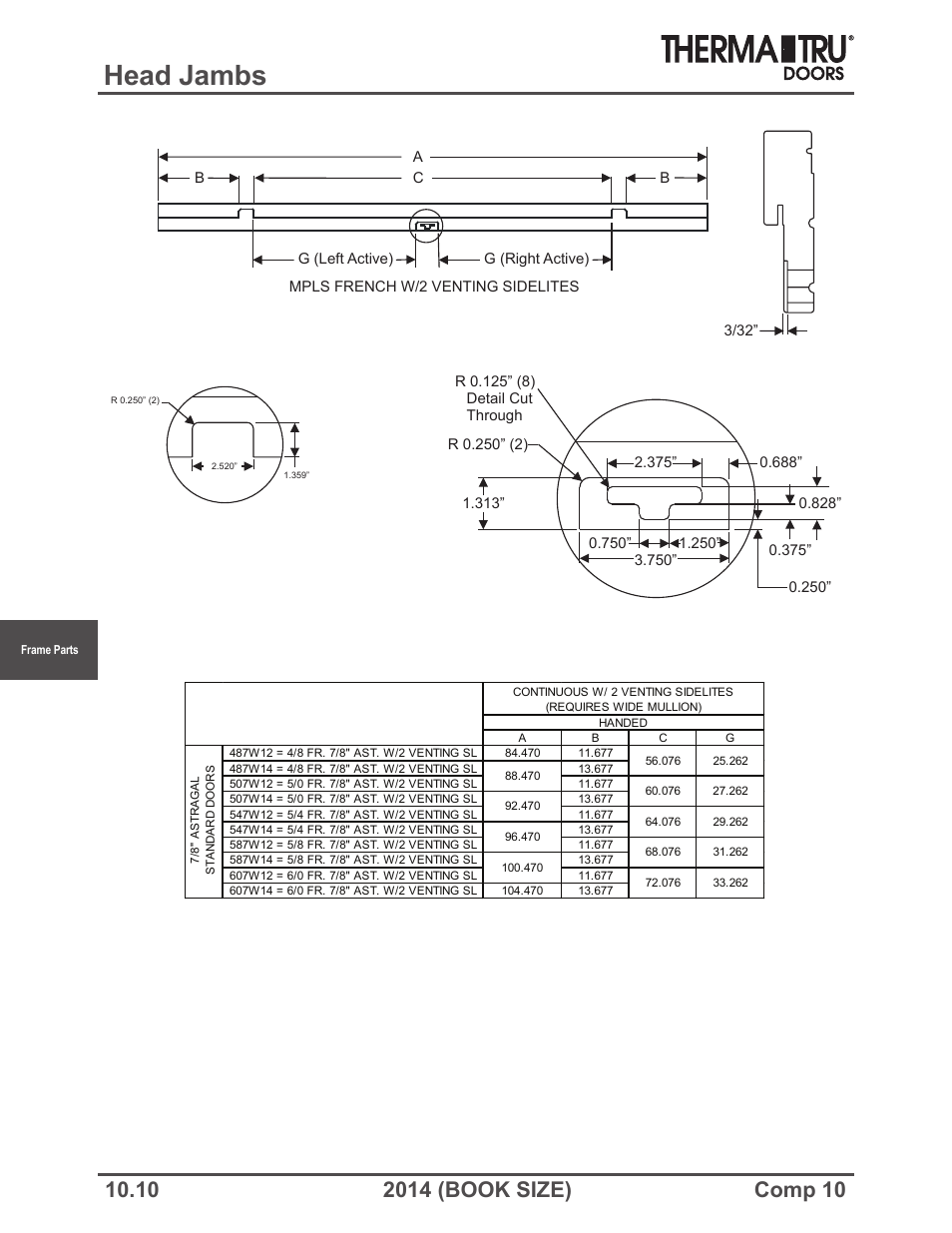 Head jambs | Therma-Tru COMP 10 Frame Parts - Book Size User Manual | Page 10 / 34