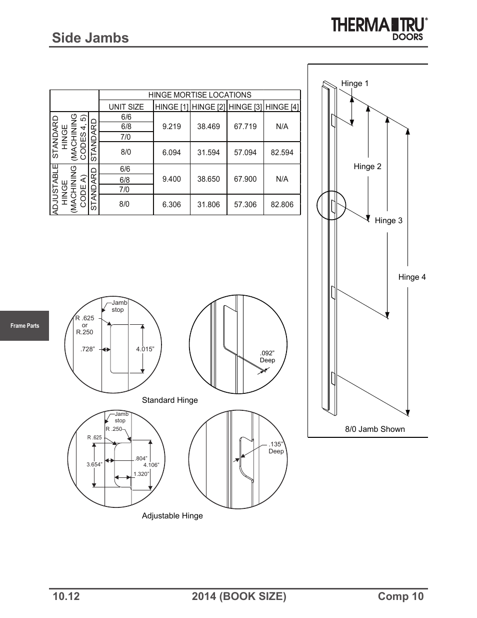 Side jambs | Therma-Tru COMP 10 Frame Parts - Book Size User Manual | Page 12 / 34