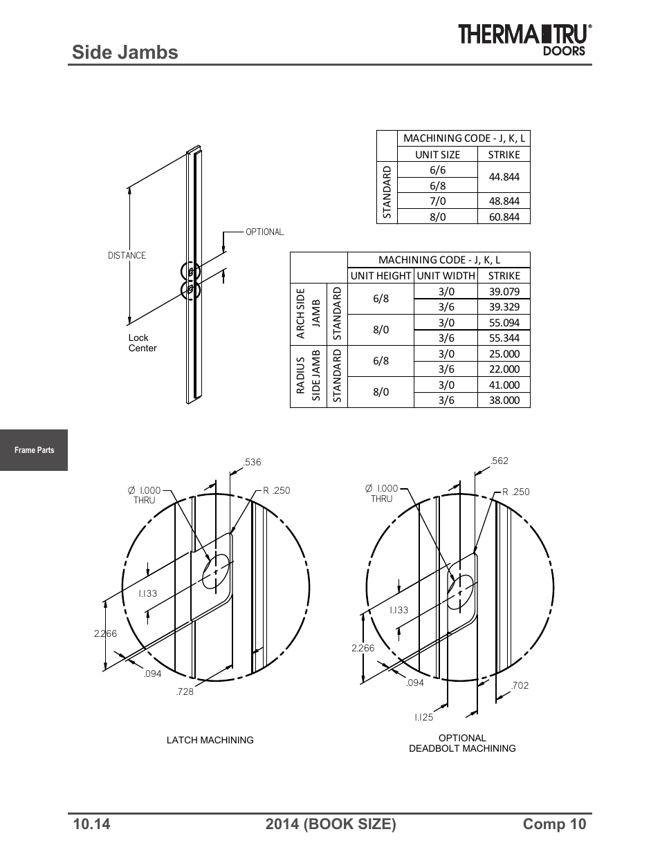 Side jambs | Therma-Tru COMP 10 Frame Parts - Book Size User Manual | Page 14 / 34