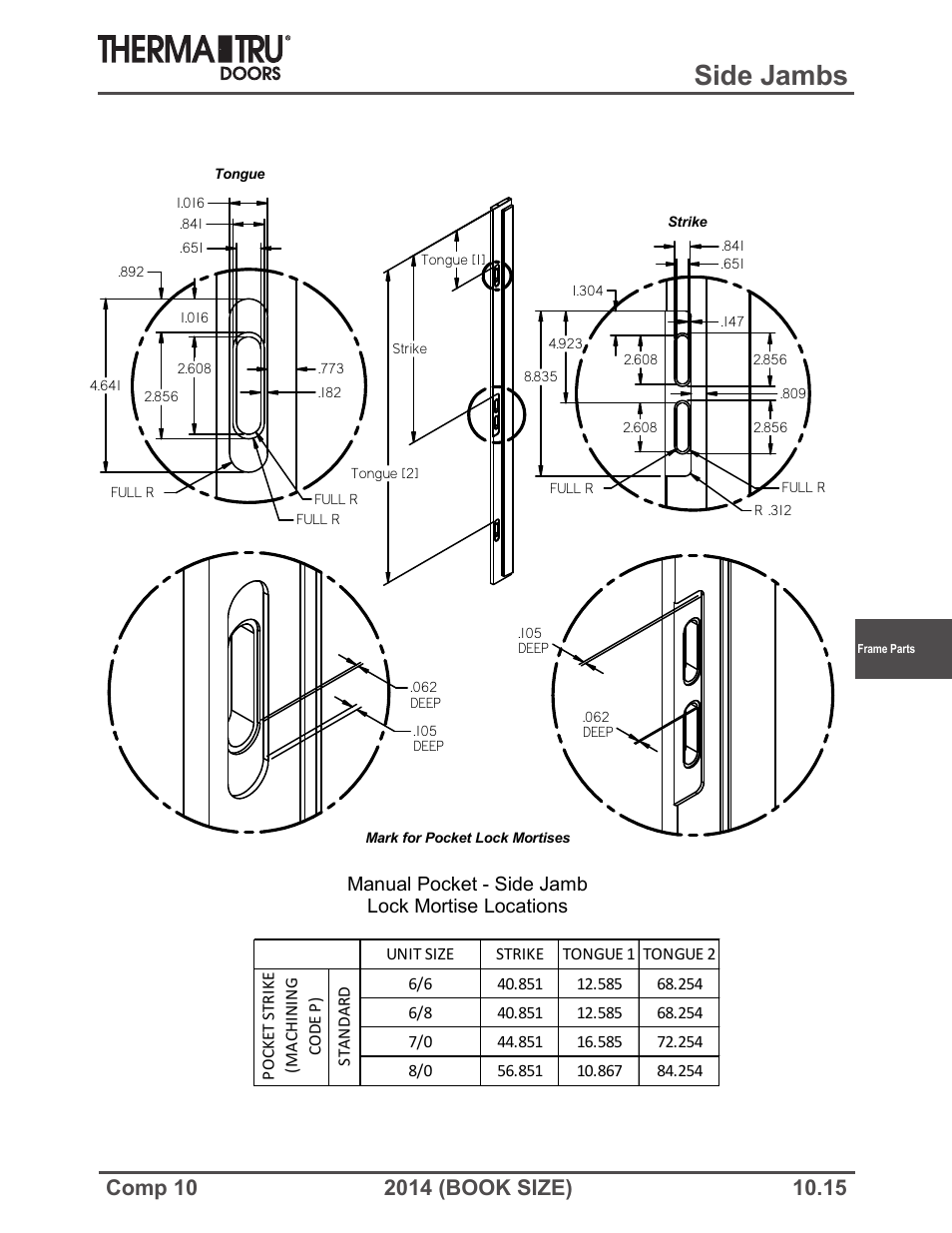 Side jambs | Therma-Tru COMP 10 Frame Parts - Book Size User Manual | Page 15 / 34