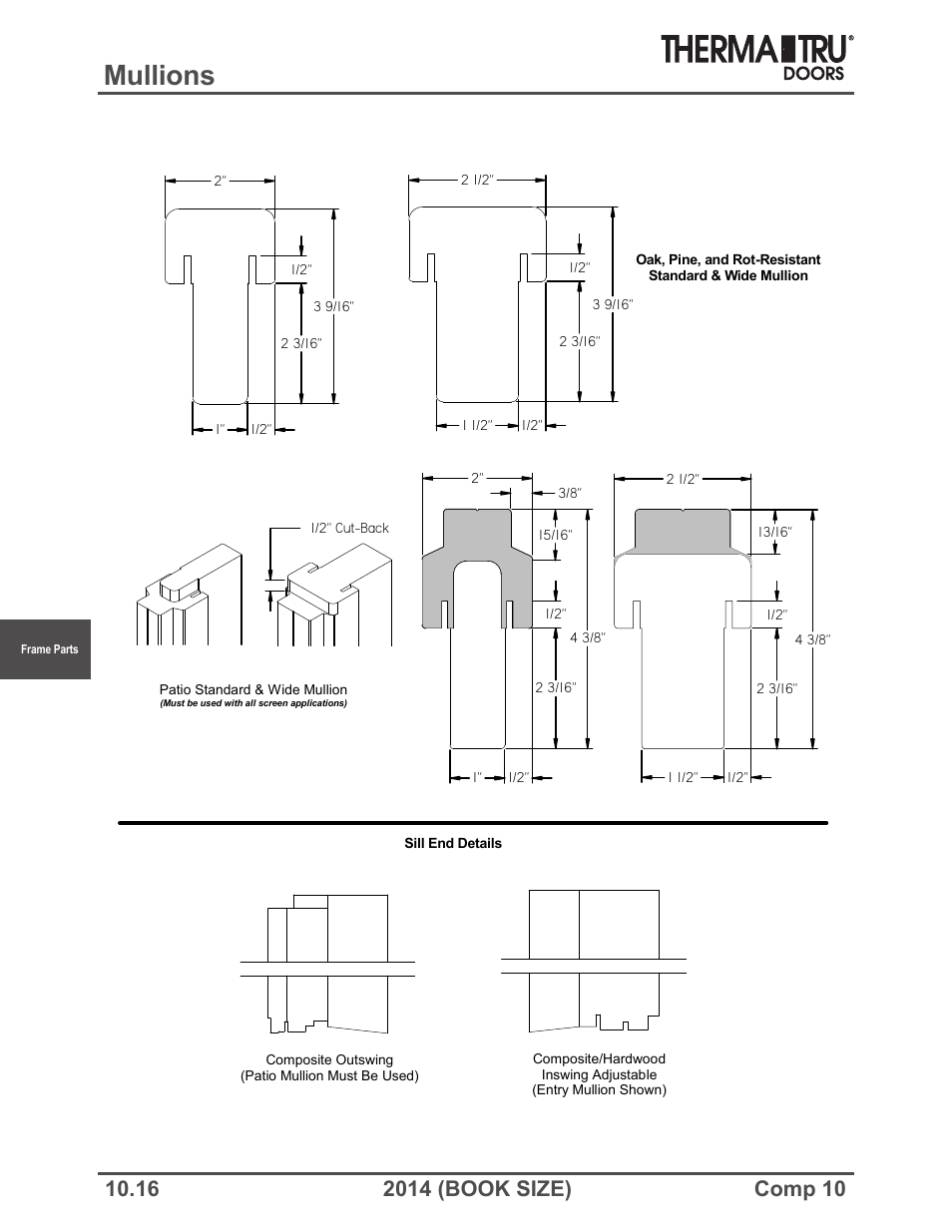 Mullions | Therma-Tru COMP 10 Frame Parts - Book Size User Manual | Page 16 / 34