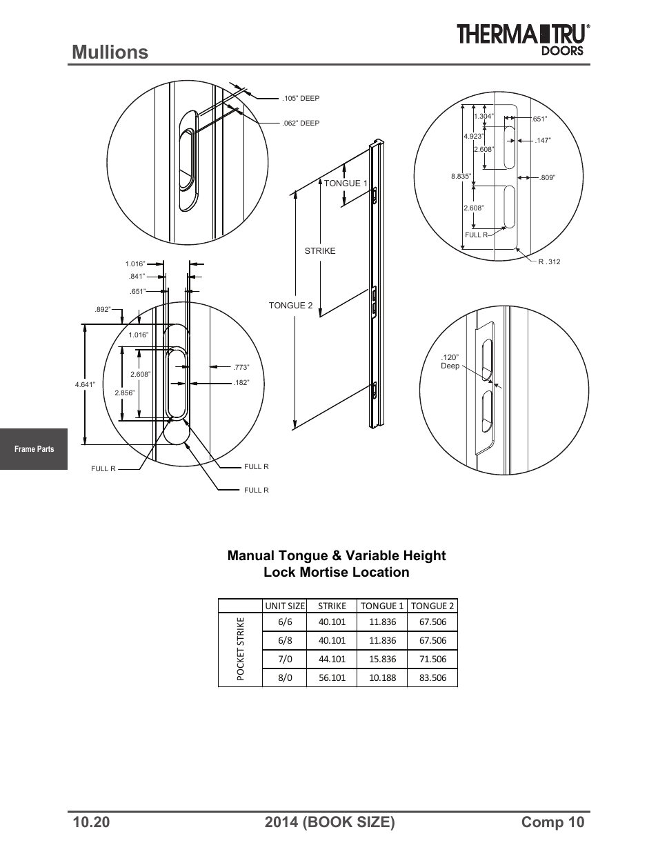 Mullions | Therma-Tru COMP 10 Frame Parts - Book Size User Manual | Page 20 / 34