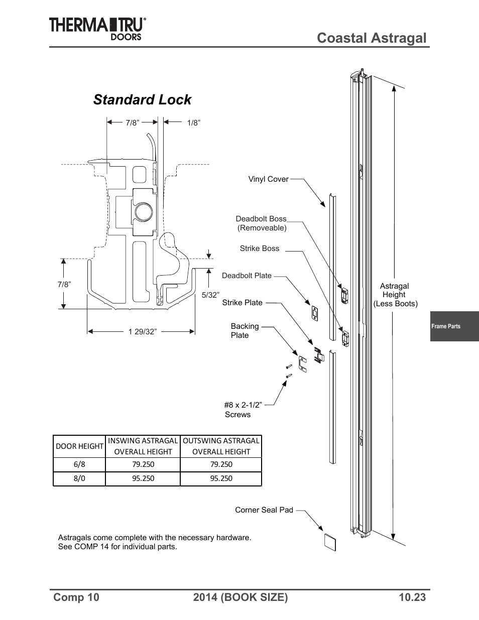 Coastal astragal, Standard lock | Therma-Tru COMP 10 Frame Parts - Book Size User Manual | Page 23 / 34