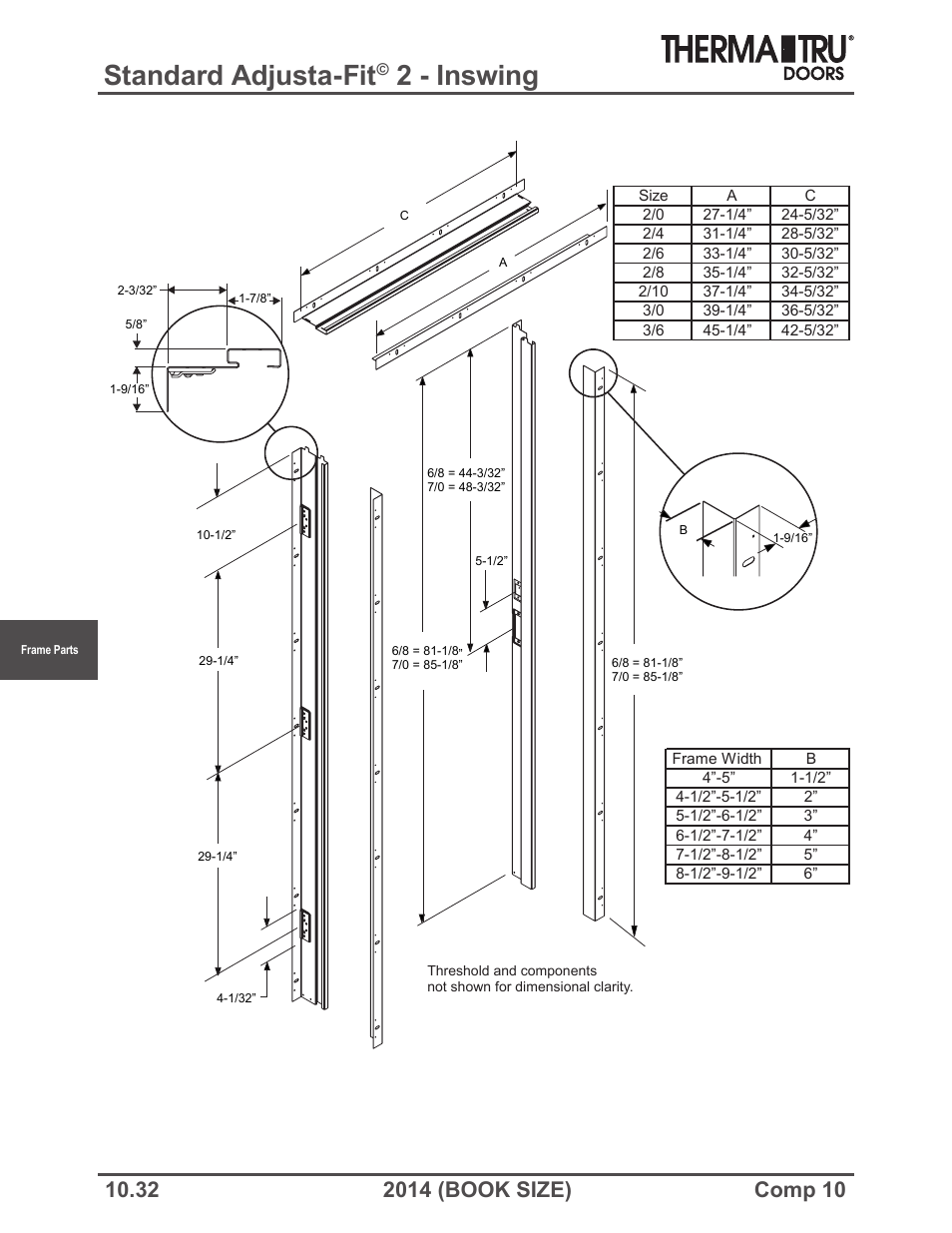 Standard adjusta-fit, 2 - inswing | Therma-Tru COMP 10 Frame Parts - Book Size User Manual | Page 32 / 34