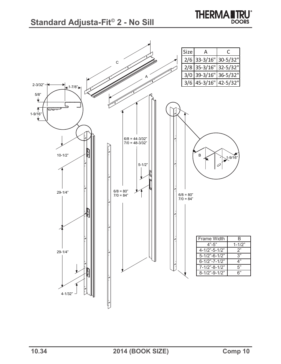 Standard adjusta-fit, 2 - no sill | Therma-Tru COMP 10 Frame Parts - Book Size User Manual | Page 34 / 34