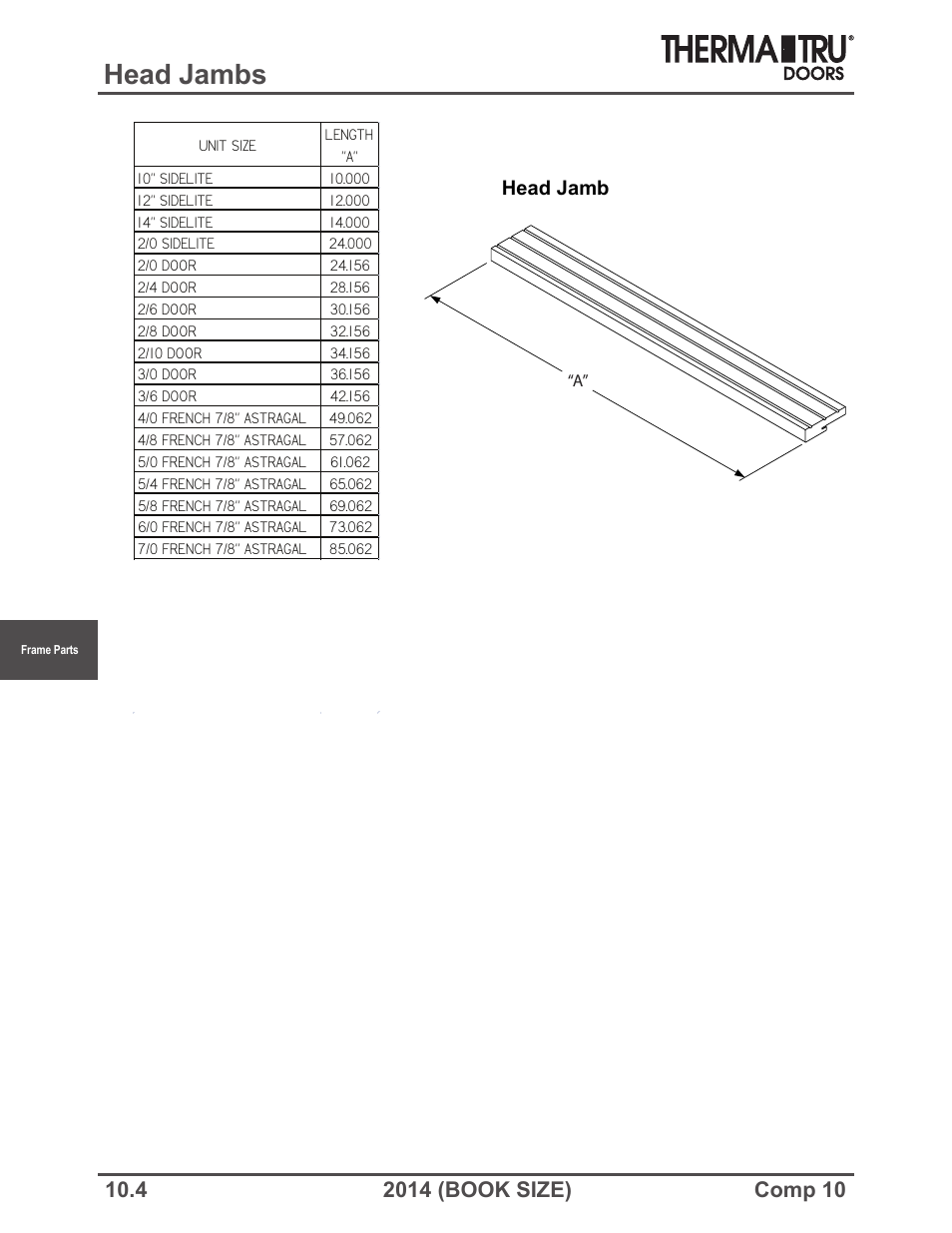 Head jambs | Therma-Tru COMP 10 Frame Parts - Book Size User Manual | Page 4 / 34