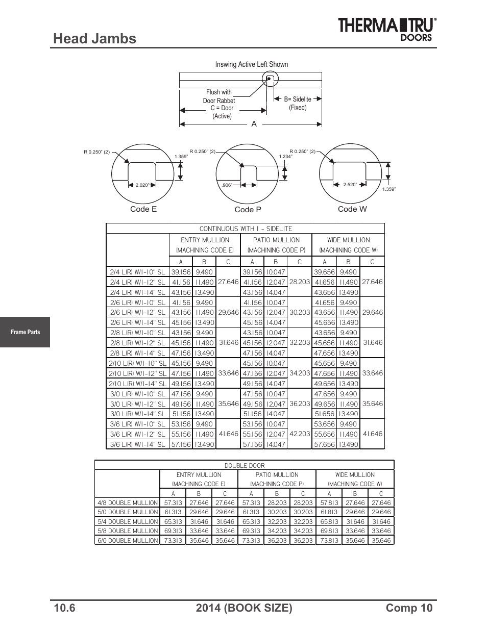 Head jambs | Therma-Tru COMP 10 Frame Parts - Book Size User Manual | Page 6 / 34