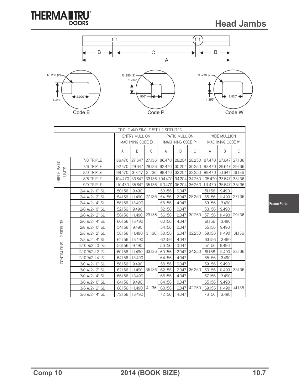 Head jambs | Therma-Tru COMP 10 Frame Parts - Book Size User Manual | Page 7 / 34