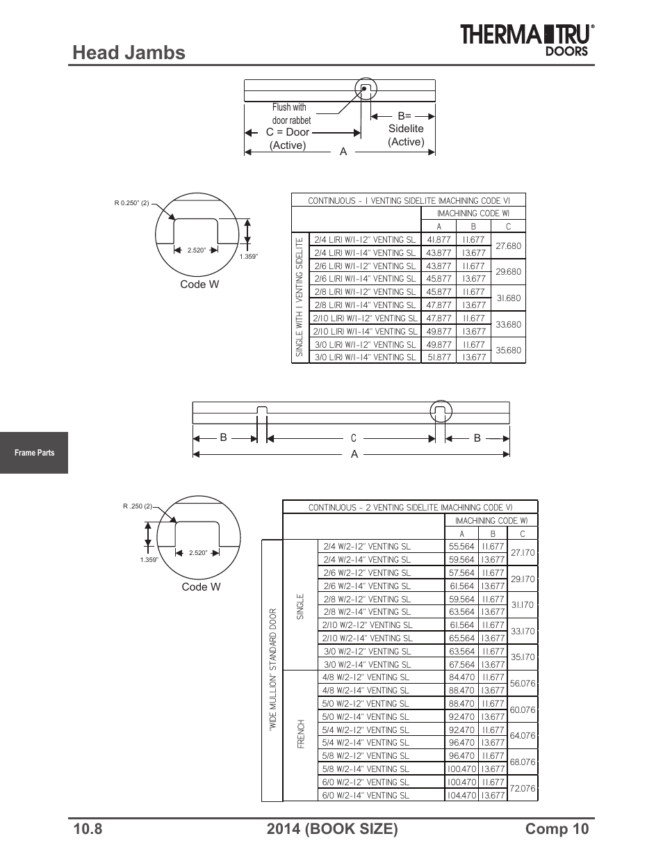 Head jambs | Therma-Tru COMP 10 Frame Parts - Book Size User Manual | Page 8 / 34