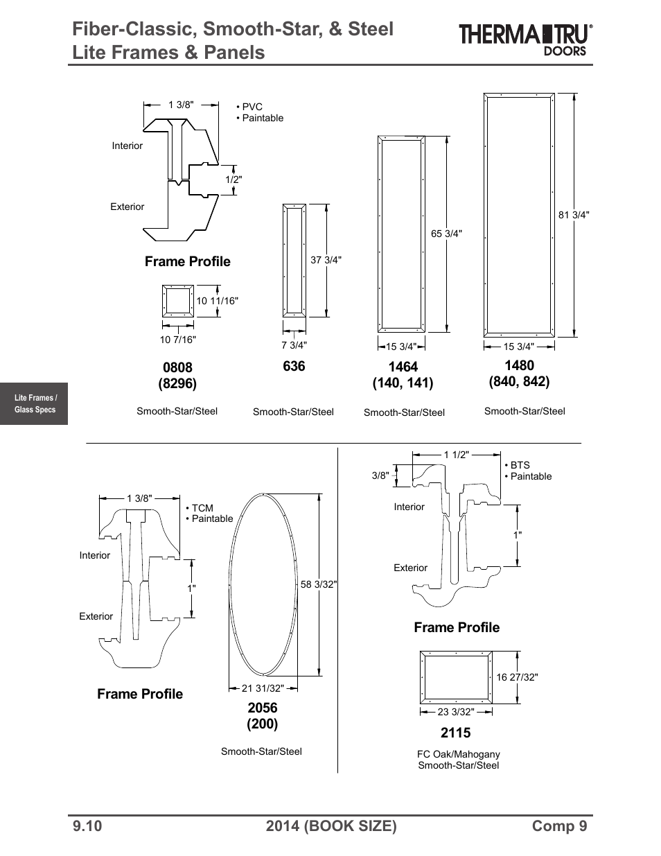 Frame profile | Therma-Tru COMP 9 Lite Frames and Glass Specifications - Book Size User Manual | Page 10 / 24