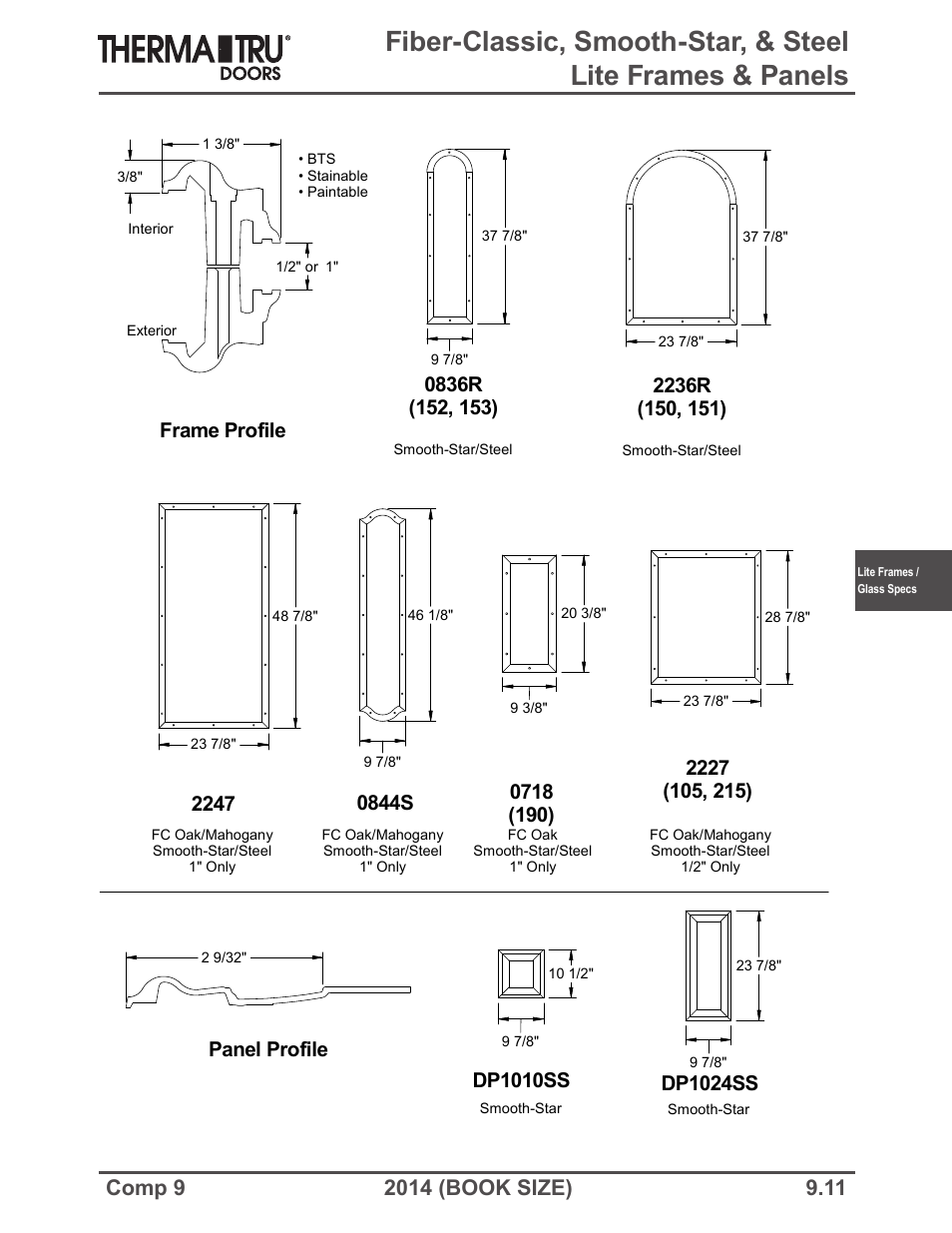 0844s, Frame profile, Panel profile | Therma-Tru COMP 9 Lite Frames and Glass Specifications - Book Size User Manual | Page 11 / 24