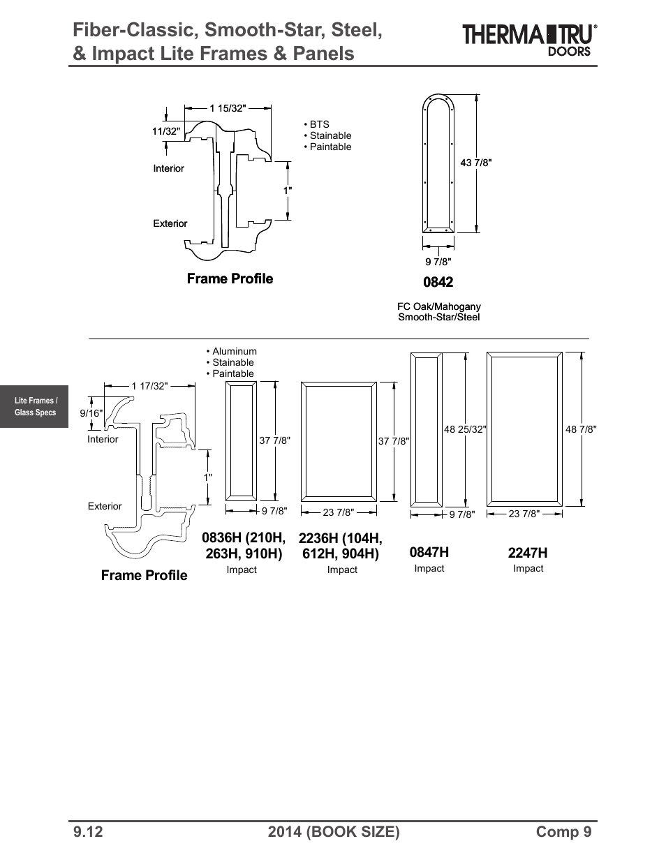 Frame profile | Therma-Tru COMP 9 Lite Frames and Glass Specifications - Book Size User Manual | Page 12 / 24